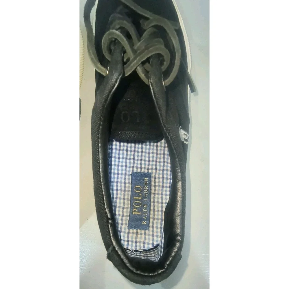 Polo Ralph Lauren Vaughn Canvas Suede Shoes Men's 10 D Boat Comfort Black